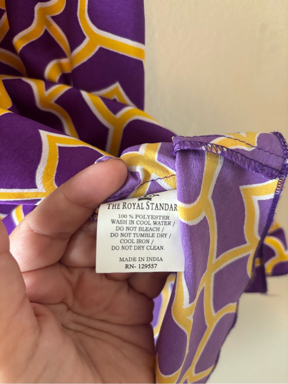 LSU Purple & Yellow Gold Geometric Print Blouse - Picture 4 of 4